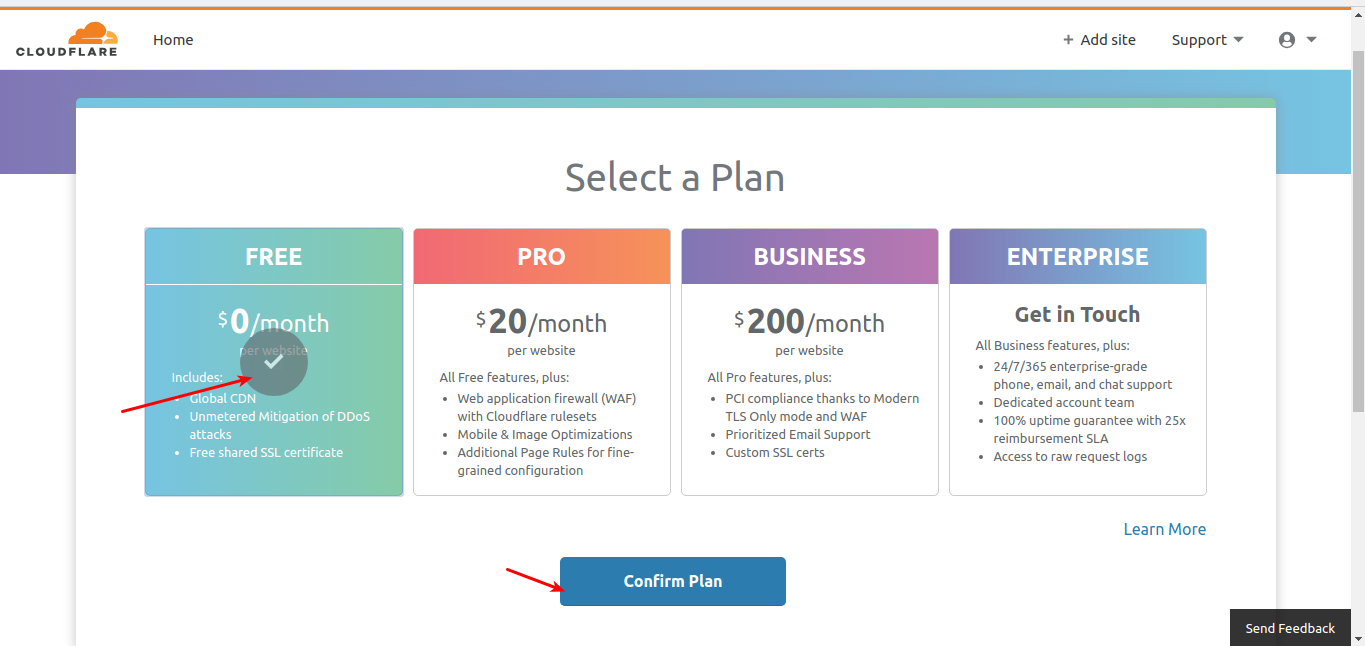 1.6 – Pilih Paket Layanan Free Cloudflare