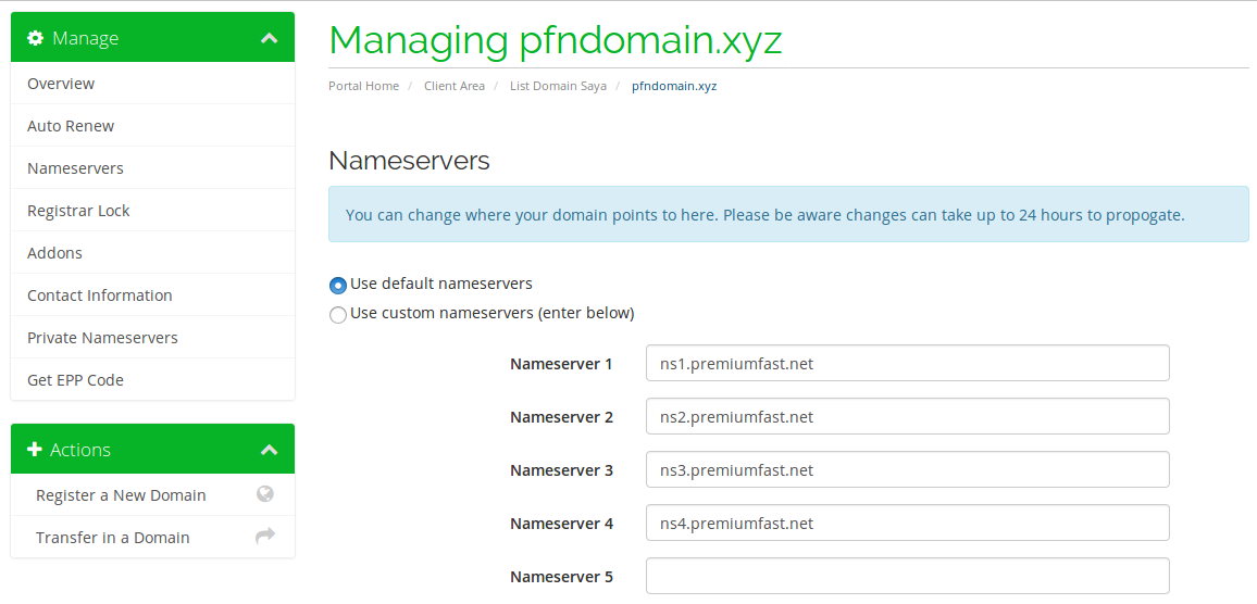2.6 – Halaman Manage Nameservers