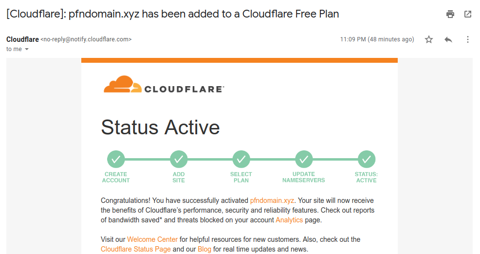 2.9 – Email Notifikasi Domain Aktif Cloudflare